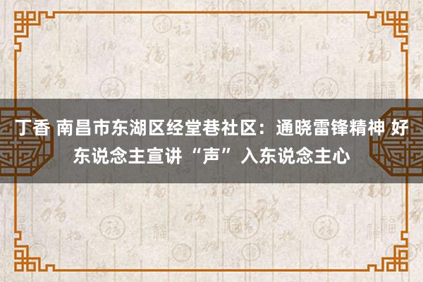 丁香 南昌市东湖区经堂巷社区：通晓雷锋精神 好东说念主宣讲 “声” 入东说念主心