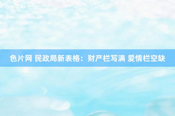 色片网 民政局新表格：财产栏写满 爱情栏空缺