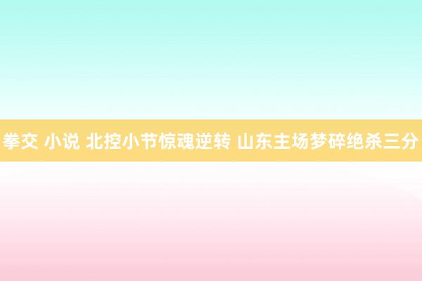 拳交 小说 北控小节惊魂逆转 山东主场梦碎绝杀三分