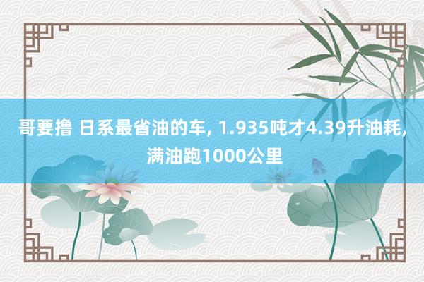 哥要撸 日系最省油的车， 1.935吨才4.39升油耗， 满油跑1000公里