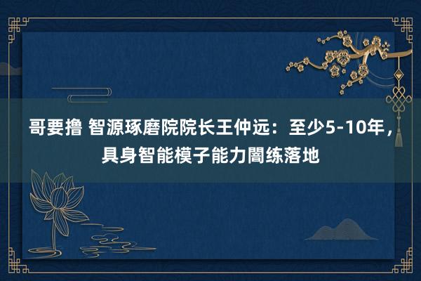 哥要撸 智源琢磨院院长王仲远：至少5-10年，具身智能模子能力闇练落地